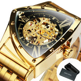 New Triangle Skeleton Automatic Watches for Men Luxury Brand Stainless Steel Strap Sports Mechanical Watches