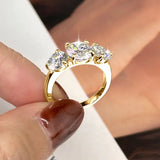 Amazing Three Stone Ring 8mm&6.5mm VVS1 D Colour Round Moissanite Fine Ring