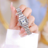 New Arrival Stainless Steel Square Luxury High Quality Fashion Rhinestone Crystals Ladies Watches