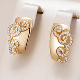 Super Ethnic Glossy 14K Filled Rose Gold 14K Zircon Diamonds Huggie Earrings - High Quality Daily Fine Jewellery