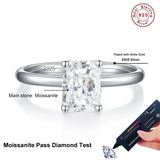 Stunning 1 Carat Emerald Radiant Cut VVS1 D Colour Moissanite Wedding Silver Ring