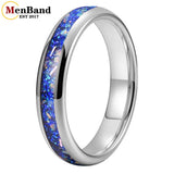 True Blue Galaxy Opal Inlaid Dome Polished 4MM 6MM 8MM Tungsten Men Women Rings