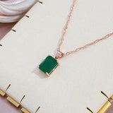 Awesome Dark Green 14K Rolled Rose Gold AAA Zircon Crystal Square Pendant Necklaces For Women Fine Jewellery