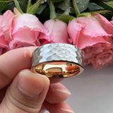 I Love You Stamped 6mm 8mm Tungsten Hammer Ring for Men Women  Comfort Fit
