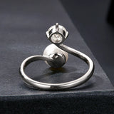 Luxury Round VVS1 D Colour 0.5CT Moissanite Freshwater Pearl Open Silver Ring
