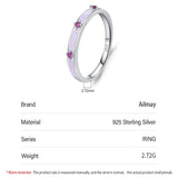 925 Sterling Silver Fashion Charm AAAA Lab Created Purple Enamel Process Ring