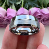 Beveled Grooved Finish 6MM 8MM Classic 100% Pure Tungsten Carbide Wedding Rings