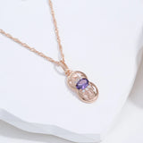 Amazing 14K Rolled Rose Gold Purple AAA Zircon Crystal Gourd Shape Pendant Necklace - Party Fine Jewellery