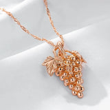 Amazing 14K Filled Rose Gold Grape Shape Pendant And Necklace For Women - Fashion Holiday Jewellery