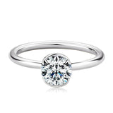 1CT 6.5mm  Real D Color Round Diamond VVS1 Moissanite 925 Silver Engagement Wedding Rings for Women Fine Jewellery
