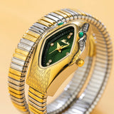 New Luxury Top Fashion Brand Snake Design Gold Colour Stainless Steel Bracelet Quartz Ladies Wristwatches