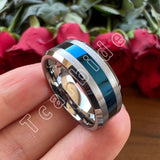 Beveled Brushed Polished Finish 8mm Men Women Two Tone Tungsten Wedding Rings