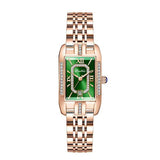 Elegant Luxury Brand Female Wristwatches - Rectangular Zircon Diamonds Steel Waterproof Original Womens Watch