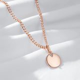 Charming Rolled Rose Gold of 14-Karat Purity AAA Zircon Diamonds Round Coin Necklace - Glossy Fine Jewellery