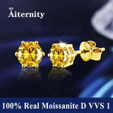 S925 Silver Platinum And Gold Plating Moissanite Stud Earrings Women Fine Jewellery