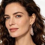 14 Karat Gold Filled Two Tone Fashion Leaves Drop Earrings for Women Fine Jewellery