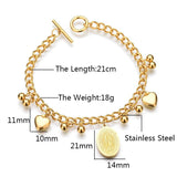Stainless Steel Cross Mary Virgin Heart Tassel Multilayer Charming Bracelets - Popular Christian Jewellery - The Jewellery Supermarket