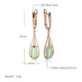 Adorable 14K Rolled Gold Emerald Green Long Drop AAA Zircon Crystal Earrings