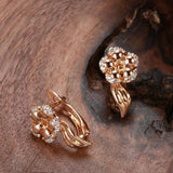 Cute Crystal Flower 14K Filled Rose Gold AAA Zircon Diamonds Dangle Earrings - Creative Daily Fine Jewellery