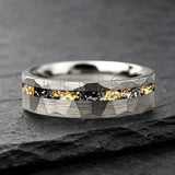 Mens 6/8mm Black Gold Meteorite Gold Foil Tungsten Carbide Rings Men's Wedding Rings
