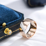 14 Karat Gold Filled Luxury AAA Zircon Diamonds Gold Silver Colour Mix Design Rings