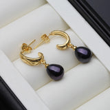 Quilted Half-Hoop Freshwater Multicolour Pearl 18KGP Stud Drop Earrings