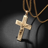 Gold Colour Fashion Cross Rosary Pendant Necklace - Jesus Bead Cross Religious Necklace Faith Amulet Jewellery - The Jewellery Supermarket