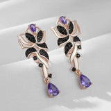 14K Gold Filled Luxury Gun Black Purple or Green AAA Zircon Crystals Fine Elegant Earrings