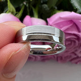 Offset Groove Polished Brushed Finish 6MM 8MM Womens Mens Tungsten Carbide Rings
