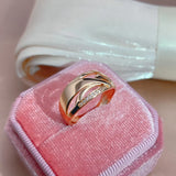 Outstanding 14K Rolled Rose Gold Glossy New Fashion Geometry AAA Zircon Diamonds Ring - Fine Wedding Jewellery