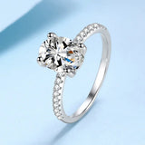 1ct, 2ct Oval Cut VVS1 D Colour Moissanite Diamond 18KGP 925 Sterling Silver Ring