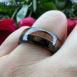 Double Wood And Steel Arrow Inlay 6/8MM Mens Womens Tungsten Carbide Rings
