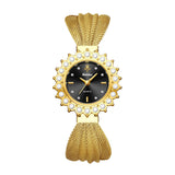 Elegant Temperament Fashion Rhinestone decorated dial Mesh wristband design Women's Quartz Watches