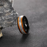 Whiskey Barrel Wood Between Guitar Strings Aluminum Dross 8mm Mens Tungsten Rings