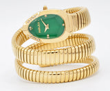 High Quality Gold Diamond Set Snake Shaped Dress Watch Bangle Unique Brand Watch
