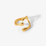 18K Plated Stainless Steel Minimalist Irregular Curve Geometric Curved Ring