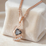 14K Gold Filled Elegant Grey and White AAA Zircon Crystal Fashion Pendant And Necklace
