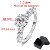 7 Stones 3.2 Carat VVS1 D Colourl Moissanite Wedding S925 Sterling Silver Ring