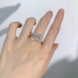Double-row Wrap Open Twist Sparkling 10 Stone 3.26cttw Moissanite Diamonds Ring