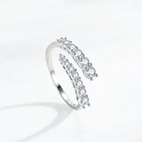 Luxury Sparkling Dual-Row Silver Round AAAA Lab Created Diamond Resizable Rings