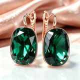 Luxury Emerald AAA Zircon Crystals 14k Rolled Gold Square Dangle Earrings