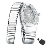 Popular Luxury Ice Diamond Quartz Gold Colour Watches For Women - Ladies Fashion Elegant Serpentine Watches