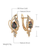 Elegant Rolled 14K Rose Gold Vintage Style Drop Earrings with Gradient AAA Zircon Diamonds Fashion Fine Jewellery