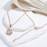 Terrific Lake Green 14K Rolled Rose Gold AAA Zircon Crystals Pendant Necklace For Women - Fine Jewellery