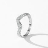 Luxury Full-Shiny AAAA Lab Created Diamond Curve Design Sterling Silver Rings
