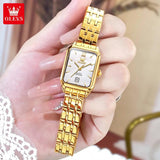 Luxury Brand Gold Plated Stainless Steel Waterproof Automatic Date Women's Watches - Elegant Bracelet Set Ideal Gift