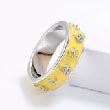 Classic New 925 Yellow Handmade Enamel Cross Wilderness Crown Pattern Ring