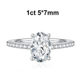 1ct, 2ct Oval Cut VVS1 D Colour Moissanite Diamond 18KGP 925 Sterling Silver Ring