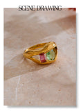 18K Gold Plated Stainless Steel Fashion Unique AAA Cubic Zirconia Diamonds Lip Design Ring