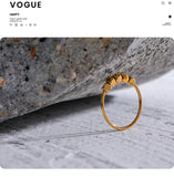 18K Gold Plated Stainless Steel Square Beads Fashion Women Ring - Charm Jewellery